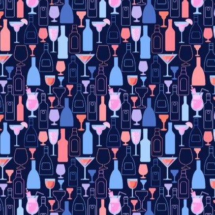 Bottles and Glasses Swim Trunks - Navy