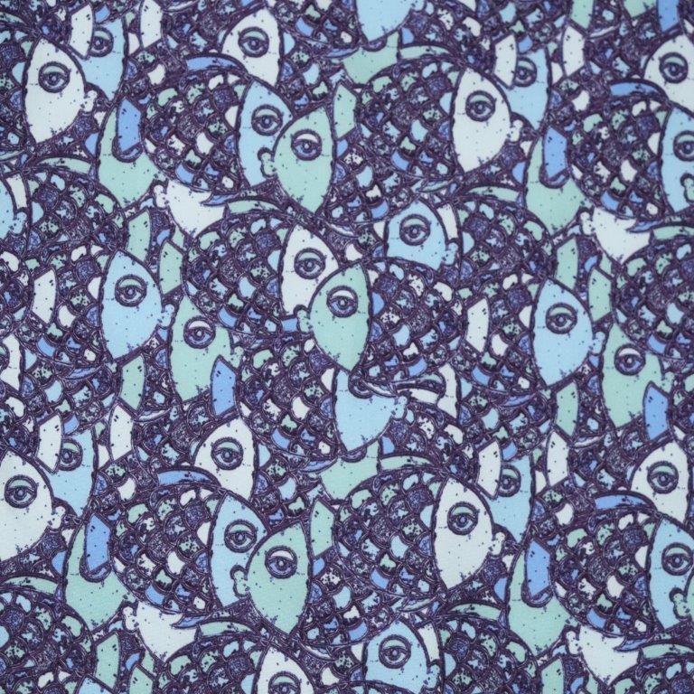 Abstract Fish Swim Trunks - Aqua