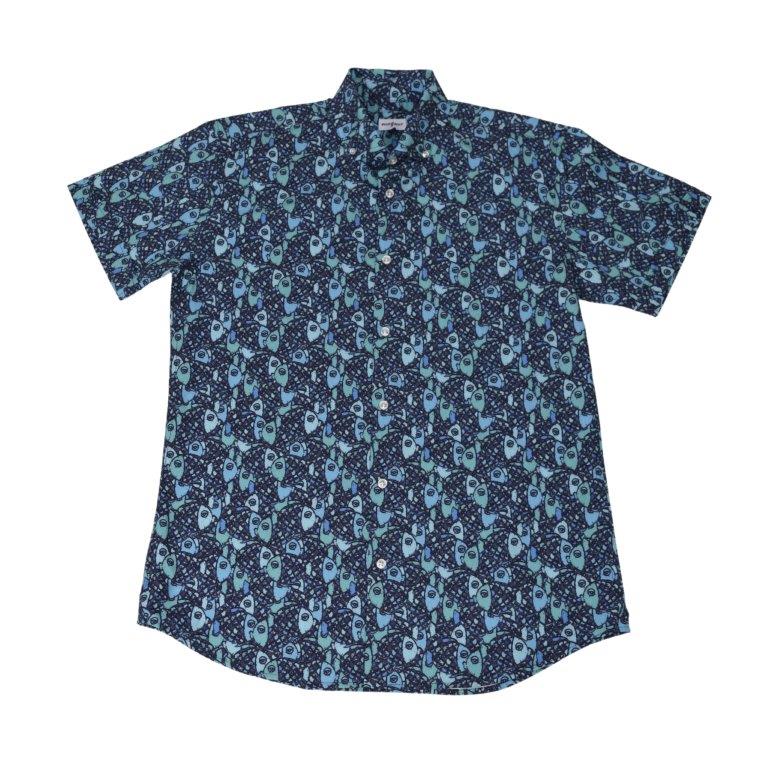 Abstract Fish Woven Shirt - Aqua