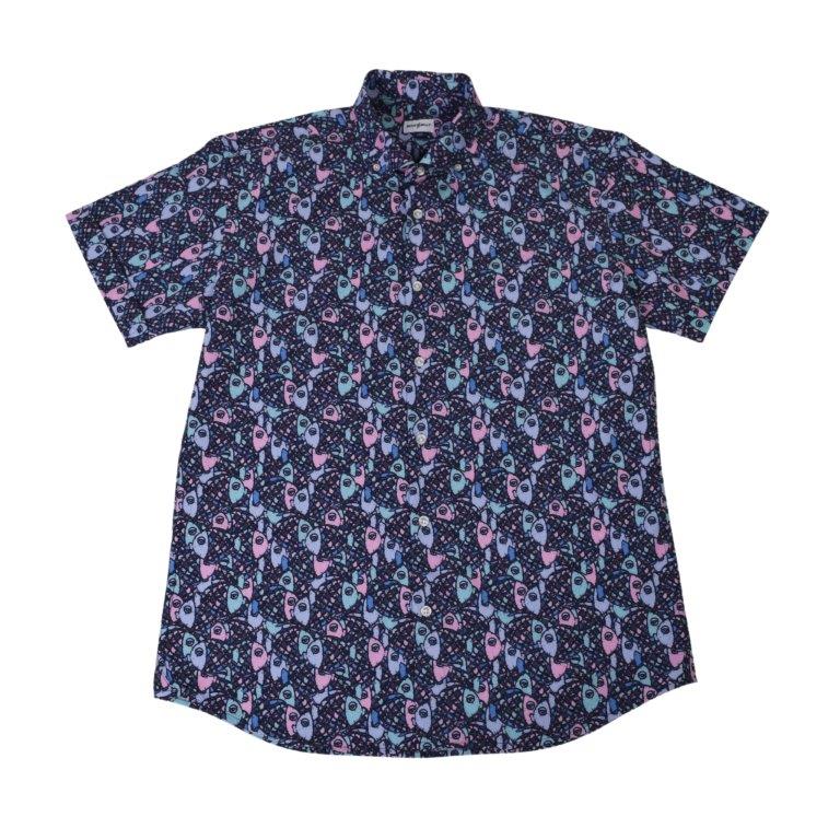 Abstract Fish Woven Shirt - Helio