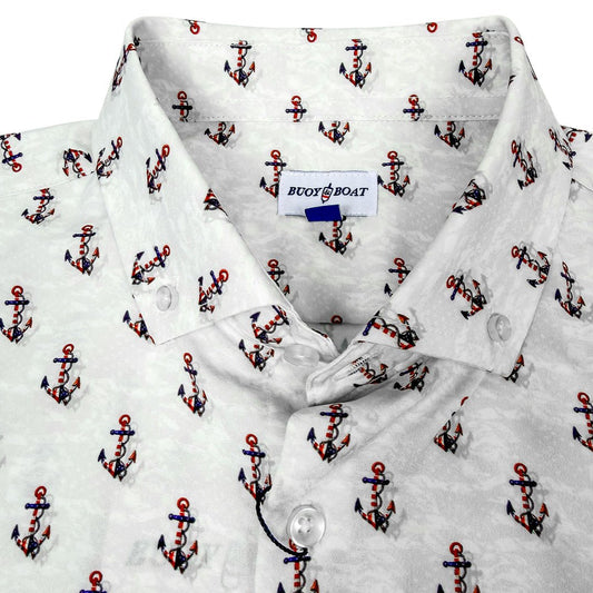 Anchors and Flags Woven Shirt - Silver