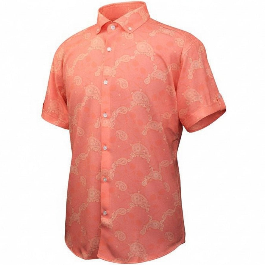 Paisley Skull Woven Shirt - Coral - Buoy & Boat - Short Sleeve Woven - Coral