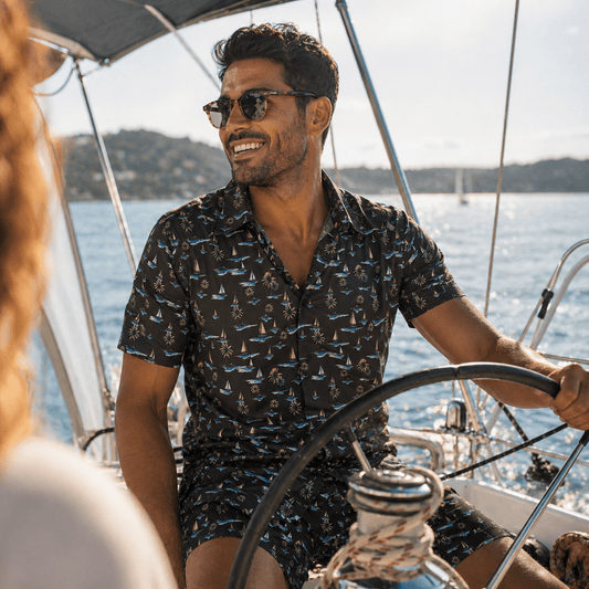 Sail Away Woven Shirt - Buoy & Boat - Short Sleeve Woven - Black