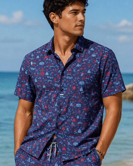 Lady Liberty Woven Shirt - Buoy & Boat - Short Sleeve Woven - Navy