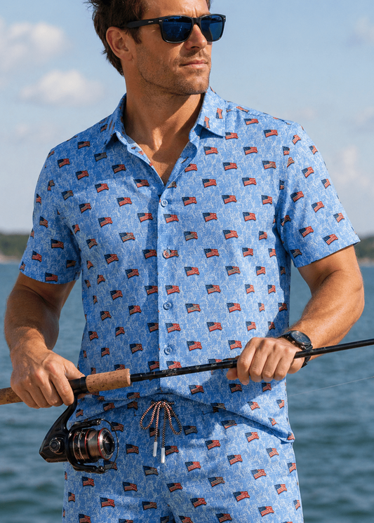 Liberty Flag Woven Shirt - Buoy & Boat - Short Sleeve Woven -