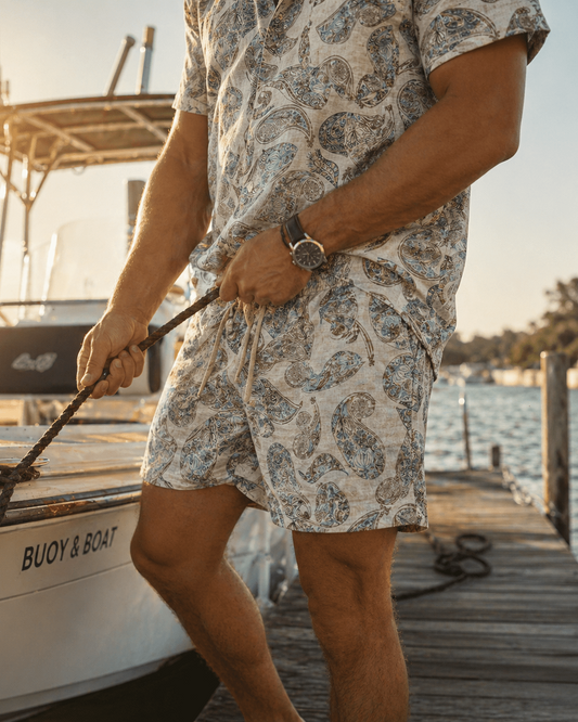 Paisley Time Swim Trunks - Buoy & Boat - Swim Trunks - Tan