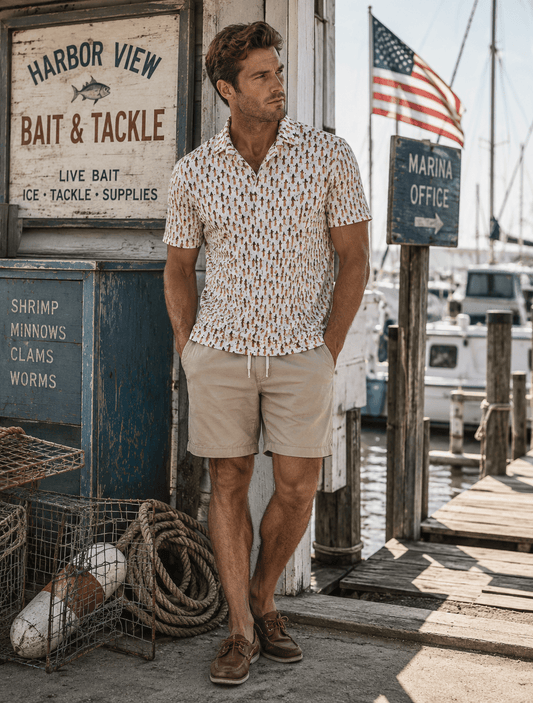 Hula Pineapples Woven Shirt - White - Buoy & Boat - Short Sleeve Performance Button Down - White
