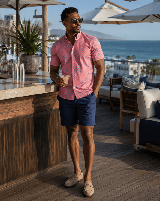 Palm Village Woven Shirt – Pink - Buoy & Boat - BuoyBoat - Pink