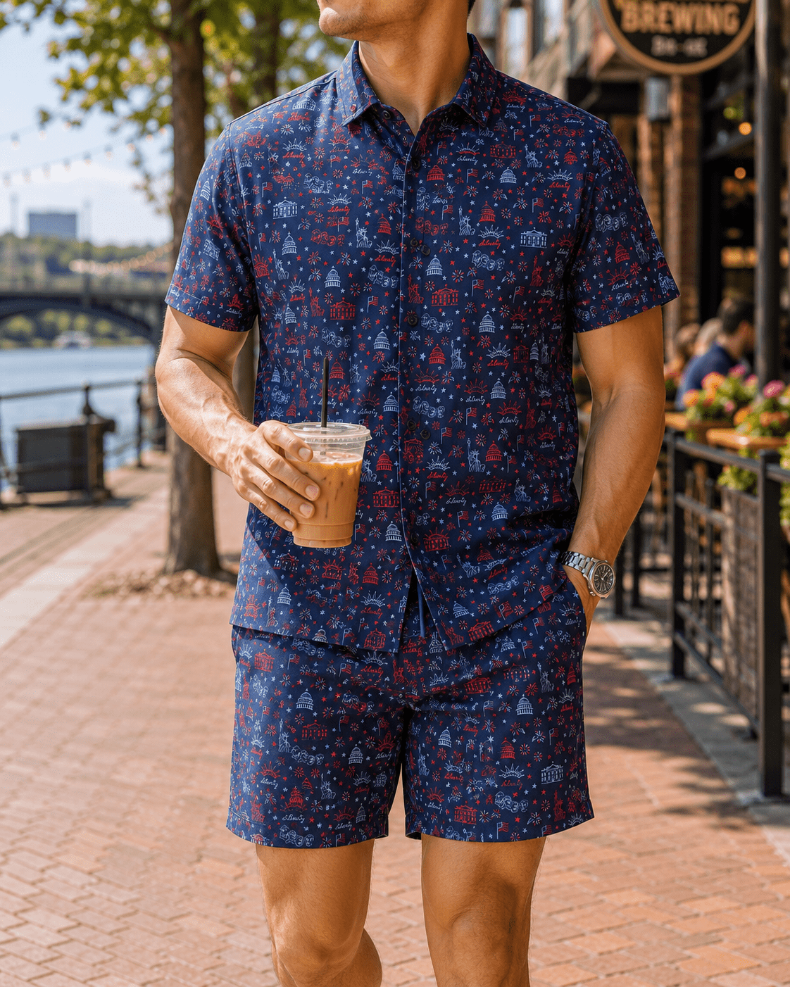 Lady Liberty Swim Trunks - Buoy & Boat - Swim Trunks - Navy