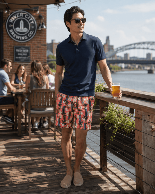 Tropical Surf Swim Trunks - Coral - Buoy & Boat - Swim Trunks - Coral