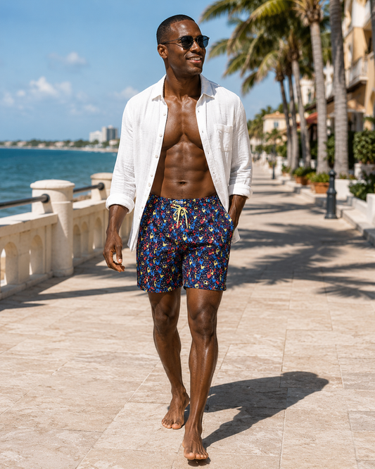 Abstract Fish Swim Trunks - Rainbow