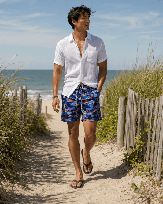 Leaves Layers Swim Trunks - Navy - Buoy & Boat - Swim Trunks - Navy