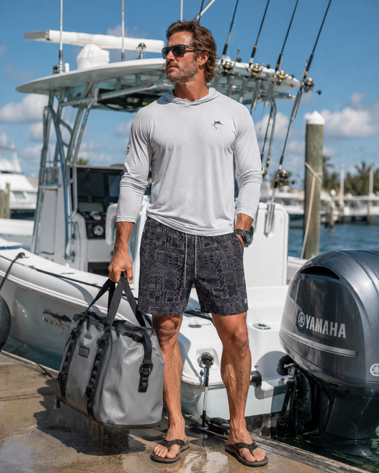 Tribal Tiles Swim Trunks - Black