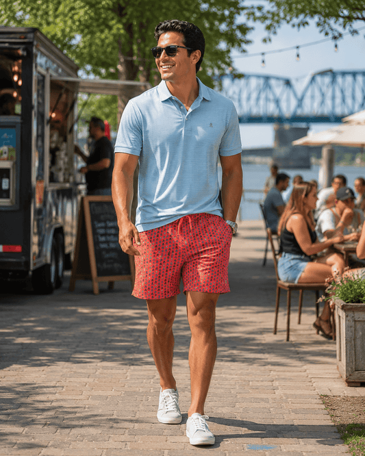 Skull Boardshorts - Coral - Buoy & Boat - Swim Trunks - Coral