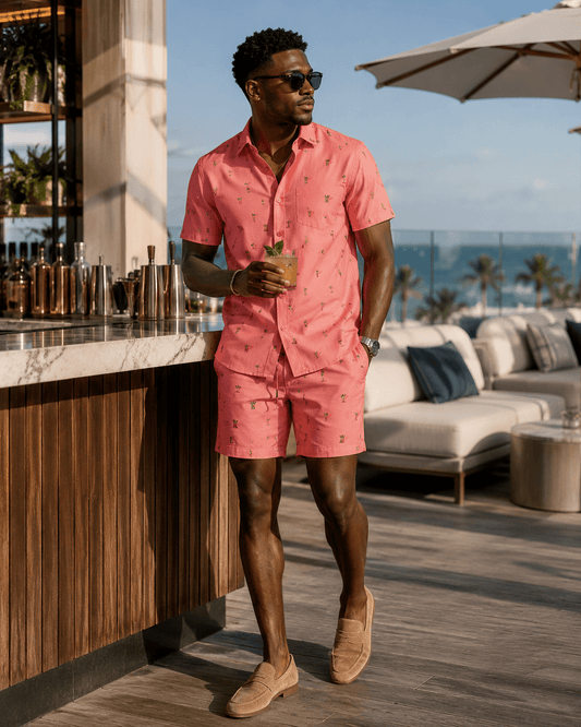 Cocktail Hour Woven Shirt - Buoy & Boat - Short Sleeve Woven - Coral