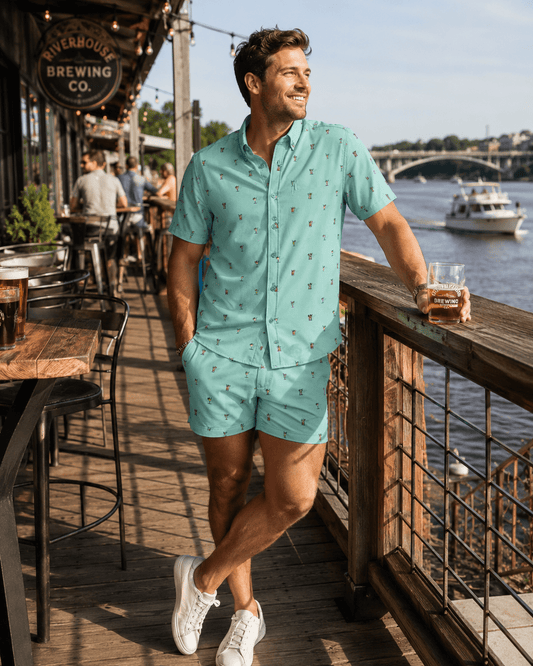 Cocktail Hour Woven Shirt - Buoy & Boat - Short Sleeve Woven - Mint