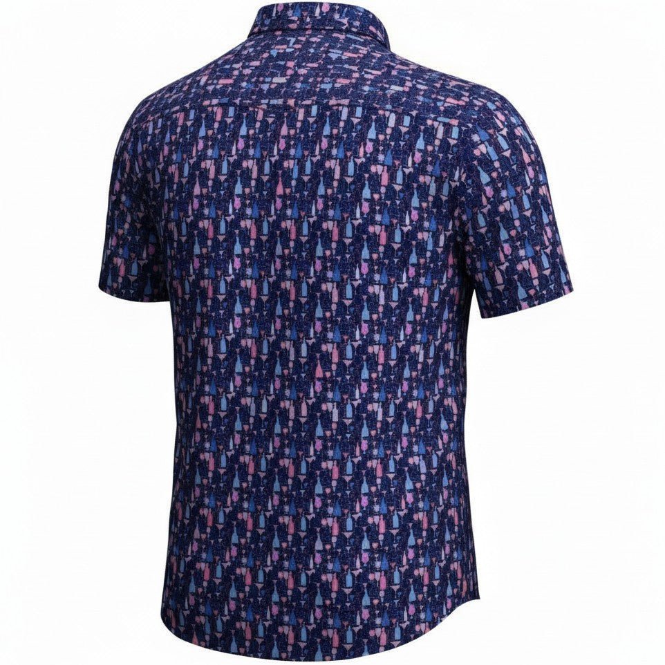 Bottles and Glasses Woven Shirt - Navy - Buoy & Boat - Short Sleeve Woven -
