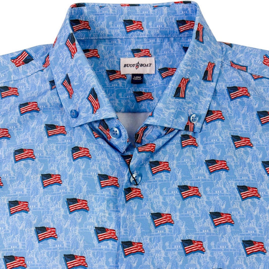 Liberty Flag Woven Shirt – Blue