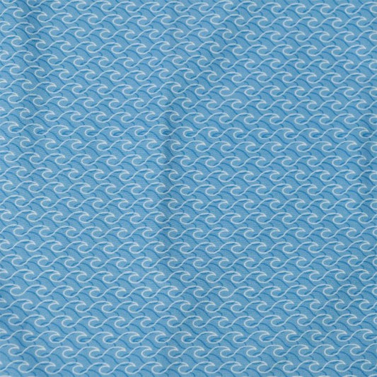 Blue fabric with white wave pattern