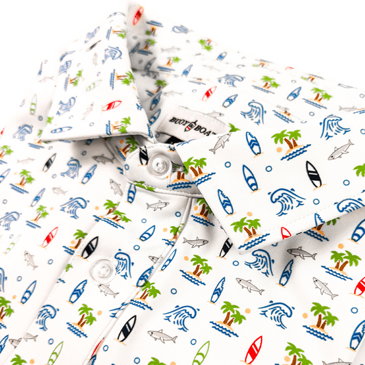 Shark Bite Printed Polo - White Multi