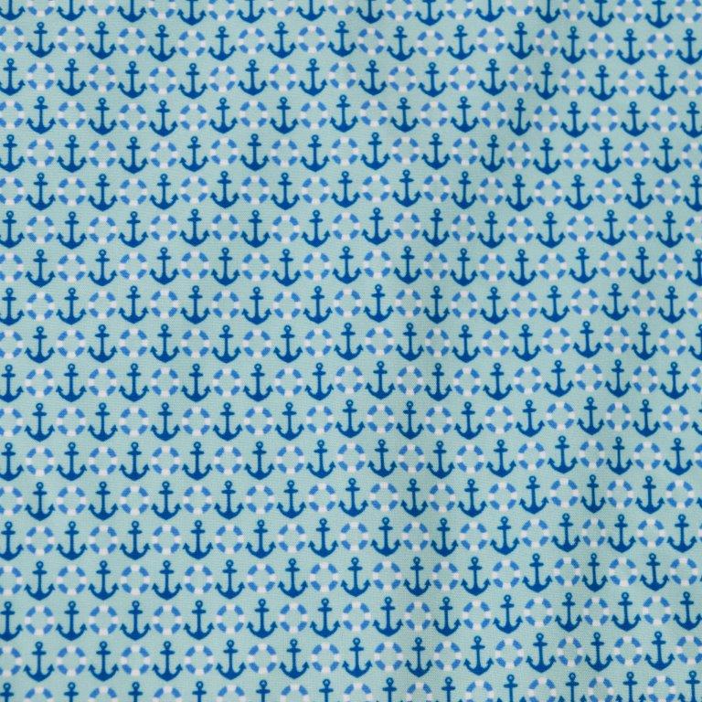Anchors and Rings woven shirt aqua nautical anchors and rings pattern detail
