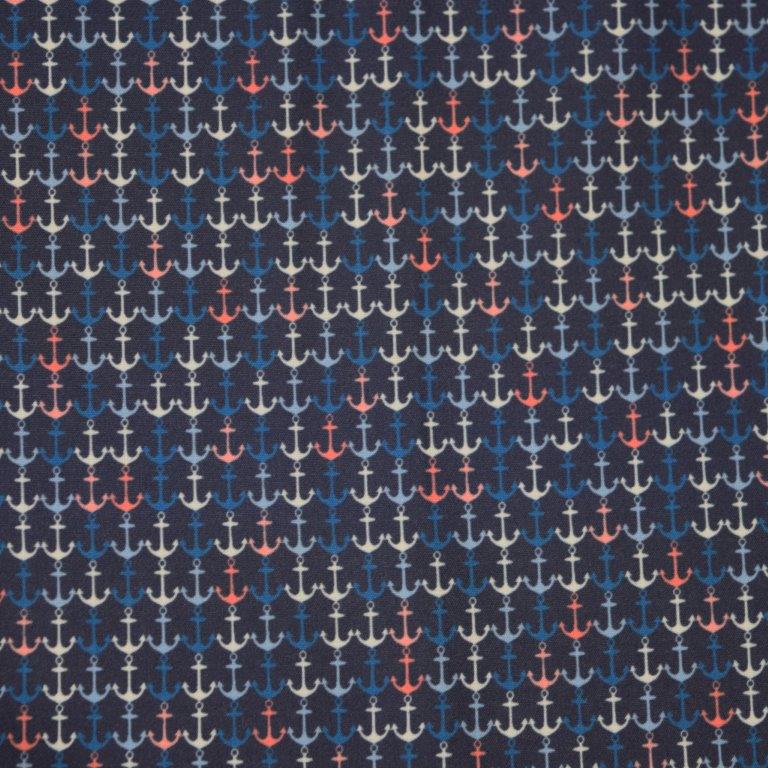 Anchors Away woven shirt navy nautical anchors pattern detail close up
