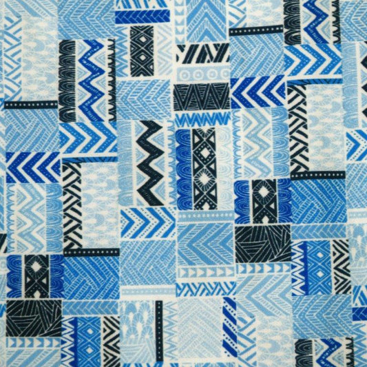 Bluestone Tiles Woven Shirt blue bluestone tile pattern detail close up