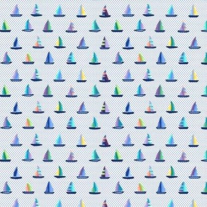 Boats and Dots woven shirt white nautical boats and dots graphic detail close up