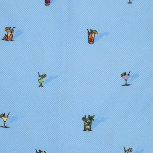 Cocktail Hour Woven Shirt blue cocktail pattern detail close up