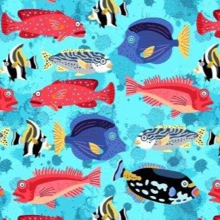 Fish Swim Trunks - Aqua - Buoy & Boat - Swim Trunks - Aqua