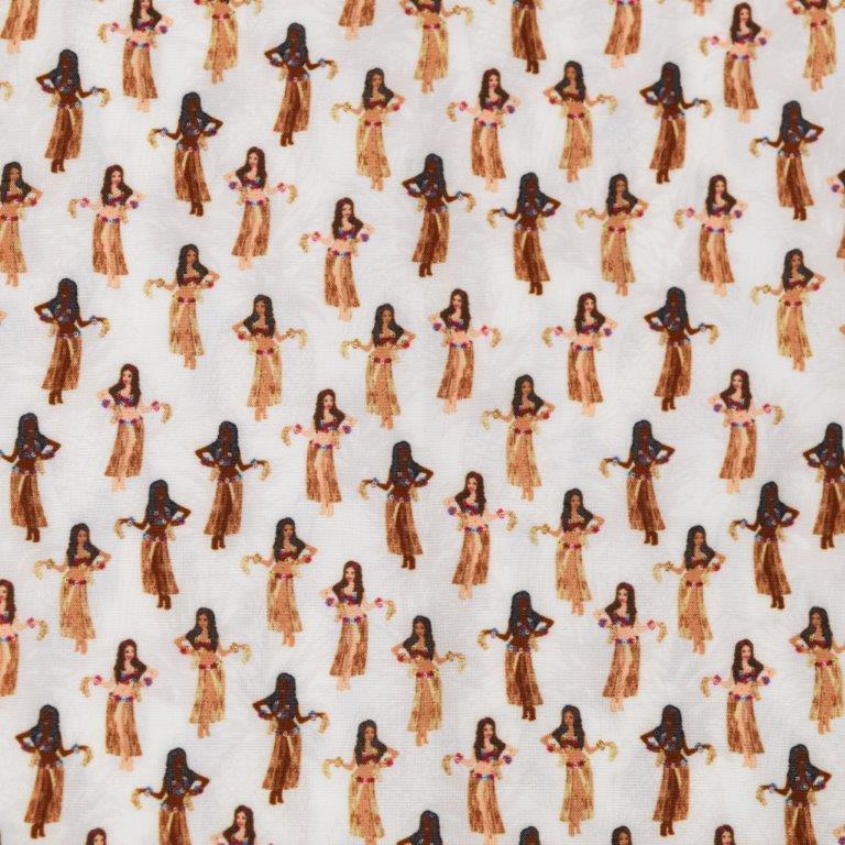 Hula Pineapples woven shirt white pineapple graphic detail close up