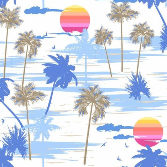 Island Paradise woven shirt white tropical graphic detail close up