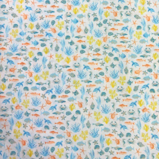 Marine Life Woven Shirt white multi marine life pattern detail close up