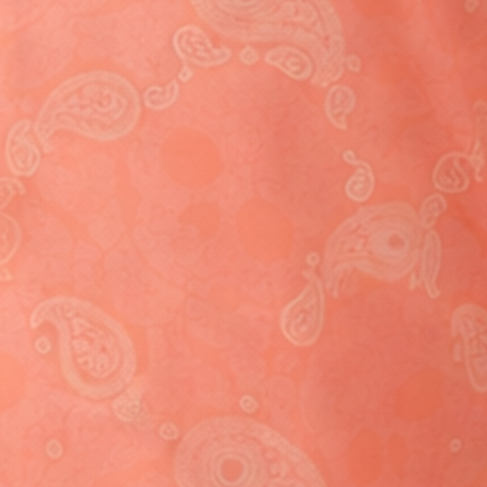 Paisley Skull woven shirt coral paisley skull pattern detail close up