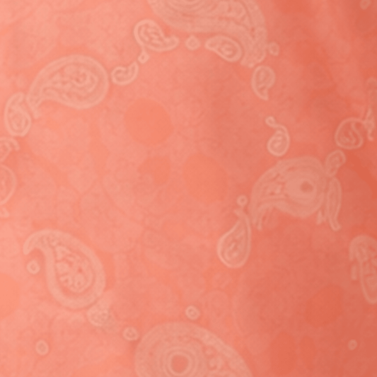 Paisley Skull woven shirt coral paisley skull pattern detail close up