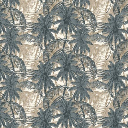 Palms Galore woven shirt natural tropical palms graphic detail close up