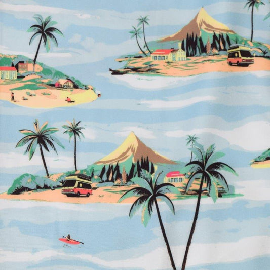 Paradise woven shirt multi tropical paradise graphic detail close up