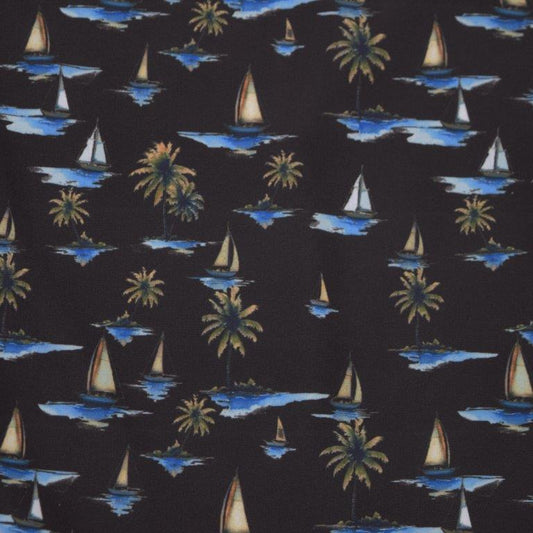 Sail Away Woven Shirt black multi sail pattern detail close up