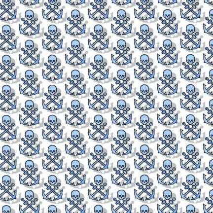 Skull Anchor Shadow woven shirt black nautical skull and anchor pattern detail close up