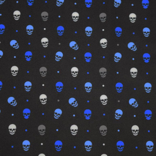 Skulls Printed Polo black blue skull pattern detail close up
