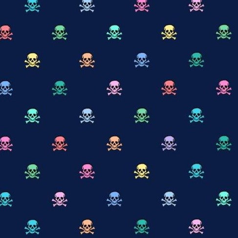 Small Skulls woven shirt navy small skull graphic detail close up