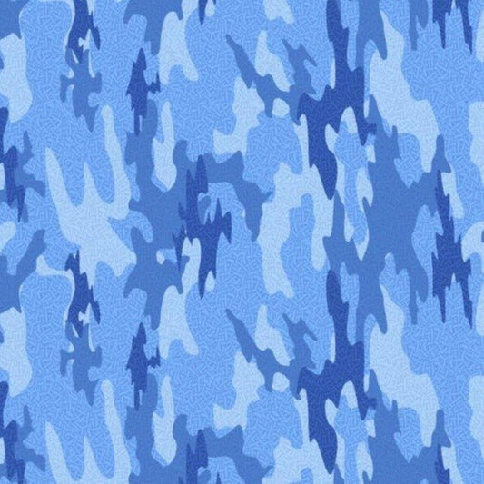 Surf Island Camo woven shirt blue island camo graphic detail close up