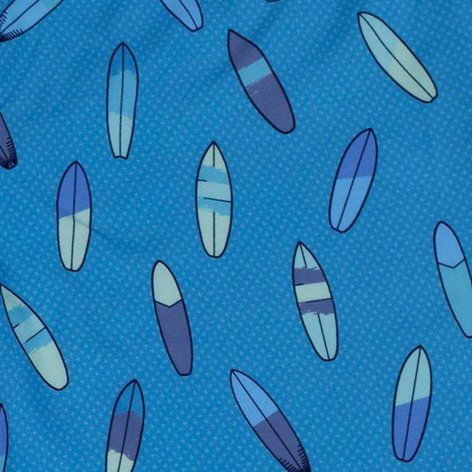 Surf Toss boardshorts teal surf toss pattern detail close up