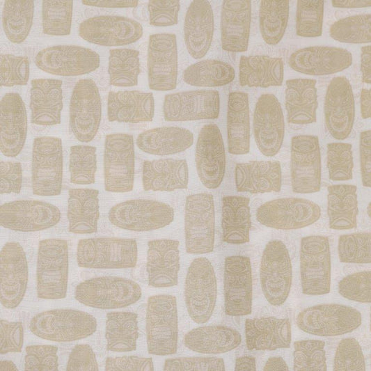 Tribal Masks woven shirt ivory tribal masks graphic detail close up