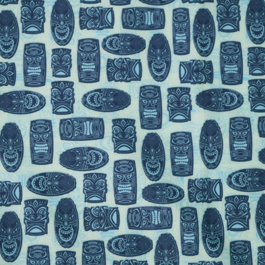 Tribal Masks woven shirt mint tribal masks graphic detail close up