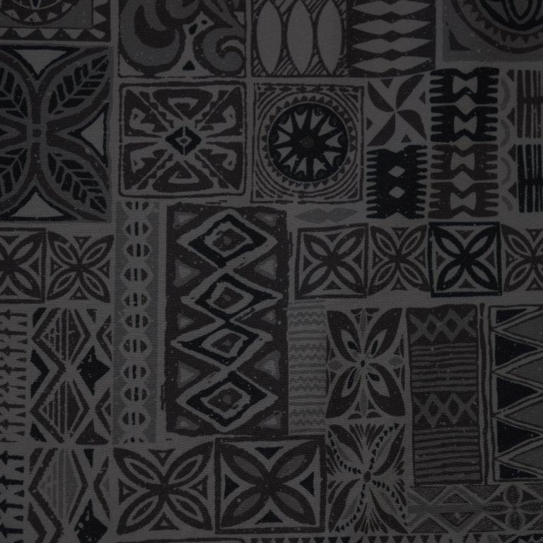 Tribal Tiles woven shirt black tribal tiles pattern detail close up