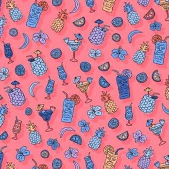 Tropical Drinks woven shirt melon tropical drinks graphic detail close up