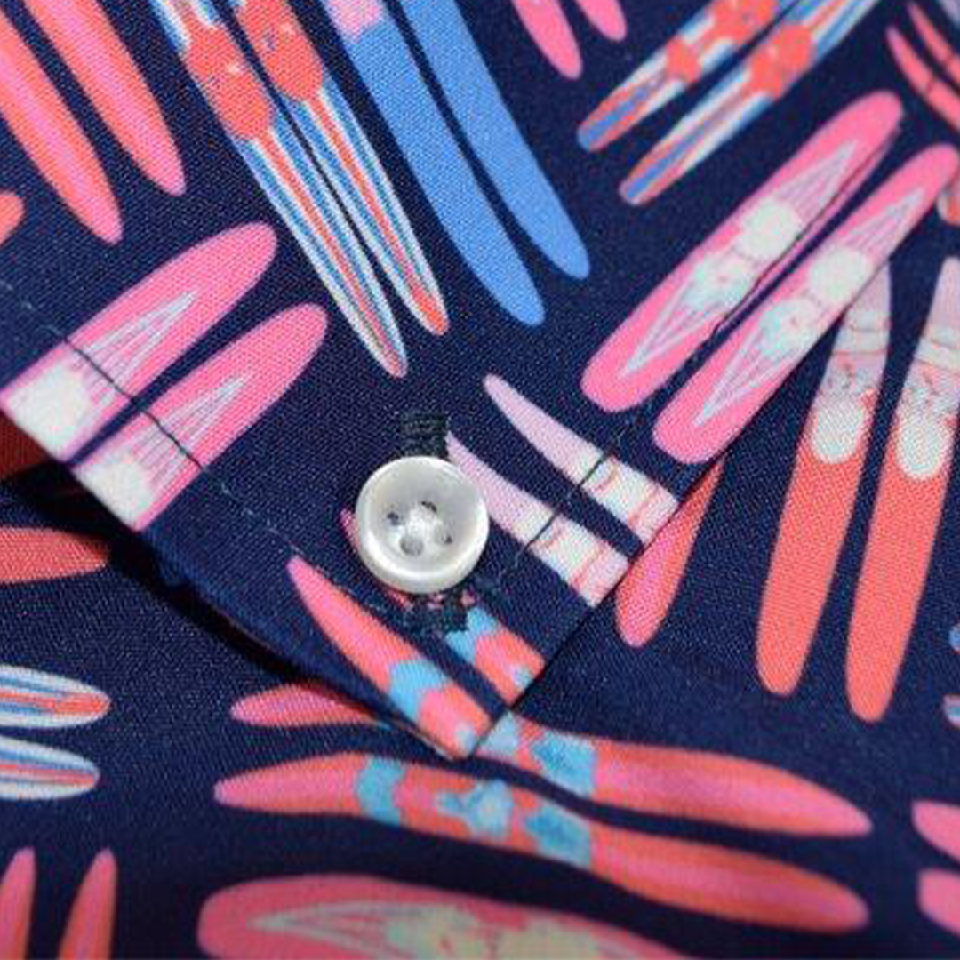 Water Skis woven shirt water skis graphic detail close up