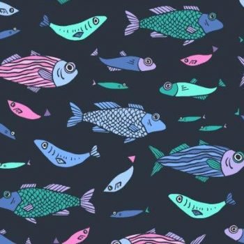 Fun Fish boardshorts smoke fish pattern detail close up