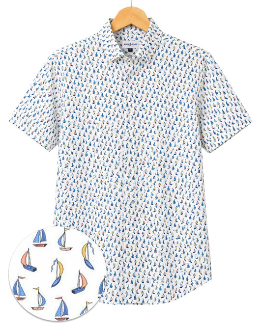Boating Woven Shirt - White - Buoy & Boat - Swim Trunks - White